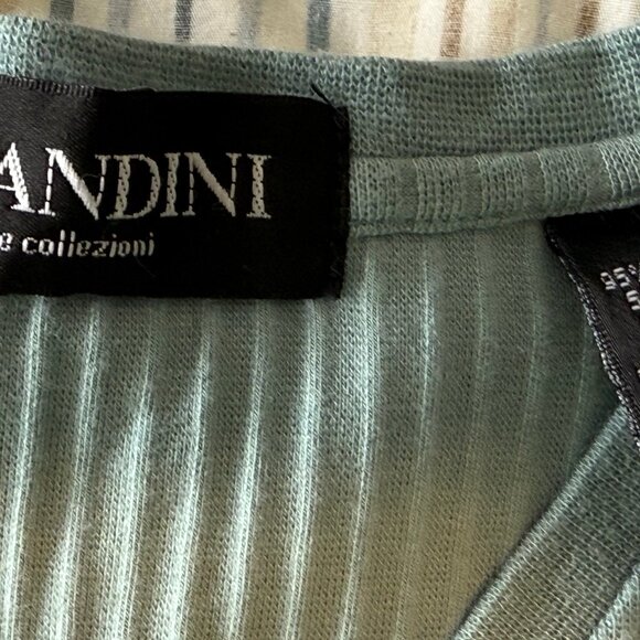 VTG Men's XL V-Neck Ribbed Brandini Shirt Green - Picture 2 of 3